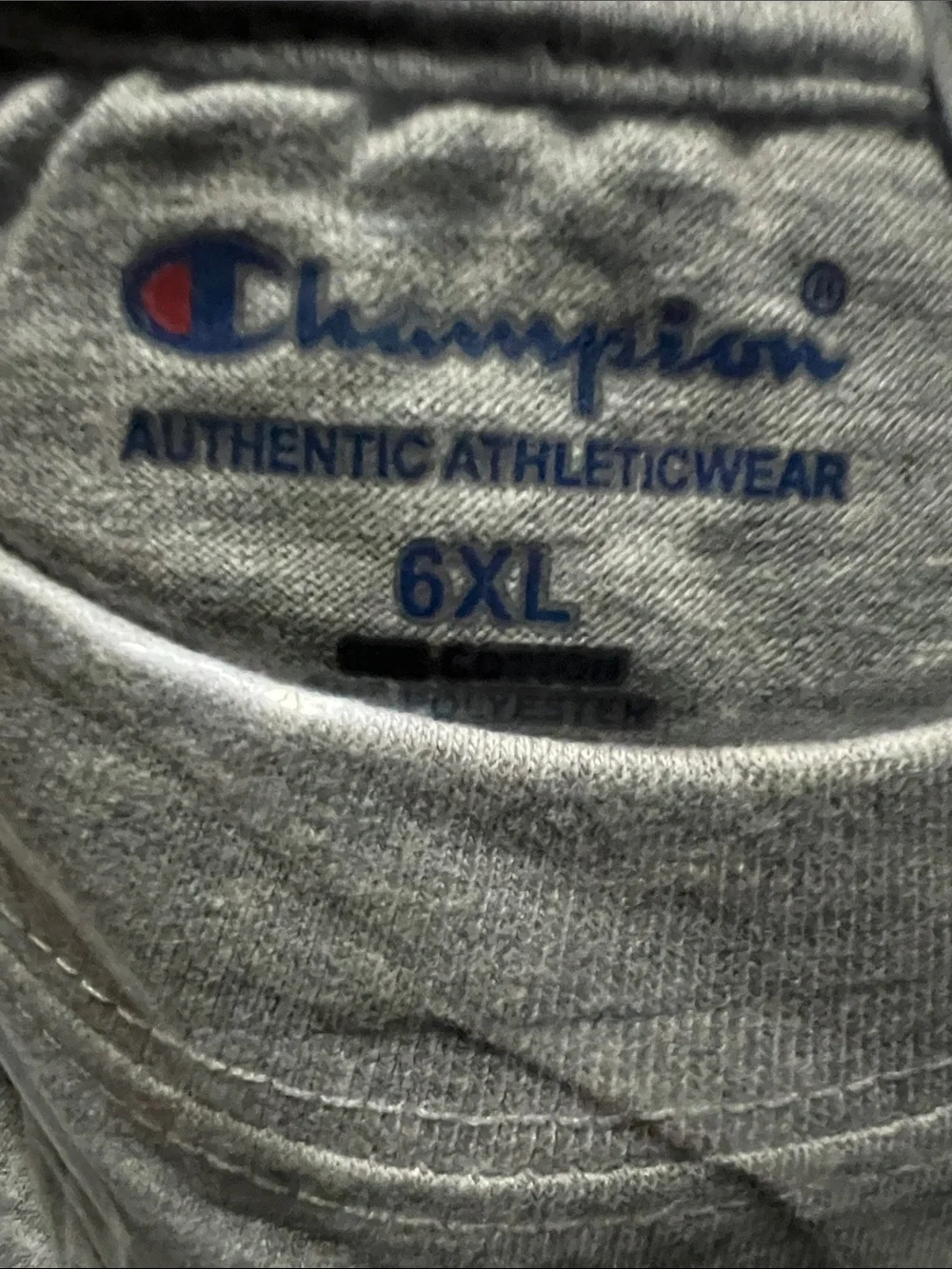 Champion Oxford Heather Logo Tee - Gray with Cream Accent sz 6XL - Picture 2 of 3